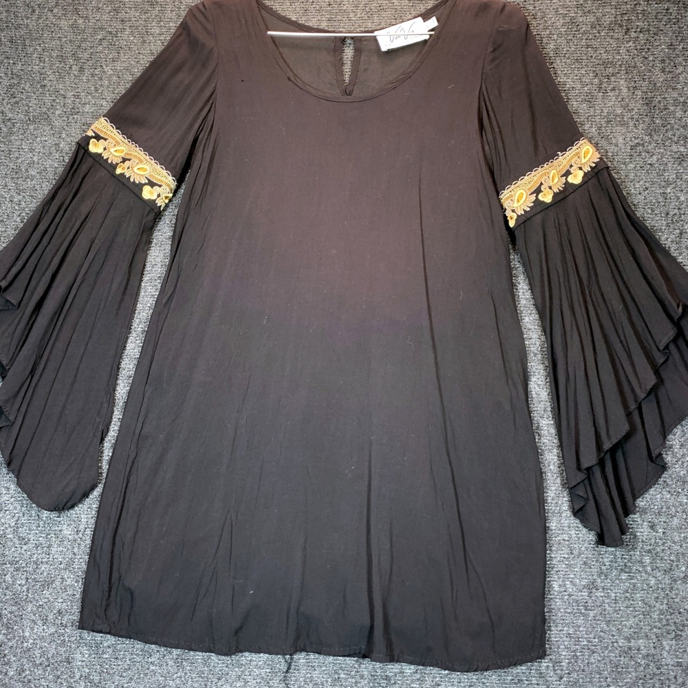 VaVa Vintage Bell Sleeve Mini Dress XS Black Renaissance Whimsigoth Witchy Goth